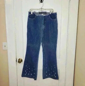 No Excuses Jeanswear 90s Y2K Size Juniors 13 Flare Jeans With Grommet Detail